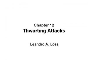 Chapter 12 Thwarting Attacks Leandro A Loss Introduction