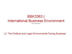 BBK 3363 International Business Environment by Dr Khairul