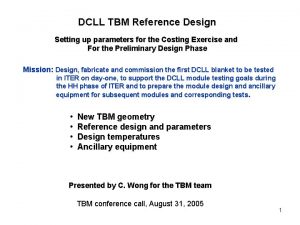 DCLL TBM Reference Design Setting up parameters for