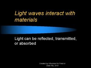 Light waves interact with materials Light can be