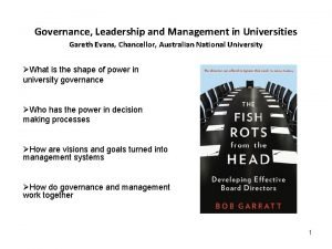 Governance Leadership and Management in Universities Gareth Evans