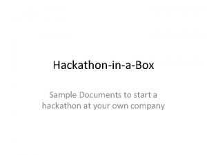 Hackathon proposal sample