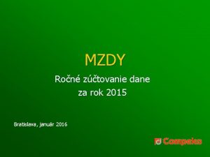 MZDY Ron ztovanie dane za rok 2015 Bratislava