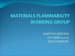 MATERIALS FLAMMABILITY WORKING GROUP IAMFTWG MEETING OCTOBER 19