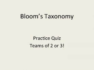 Quiz on bloom's taxonomy