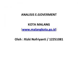 ANALISIS E GOVERMENT KOTA MALANG www malangkota go