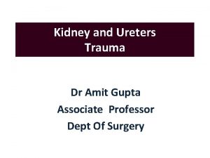 Kidney and Ureters Trauma Dr Amit Gupta Associate