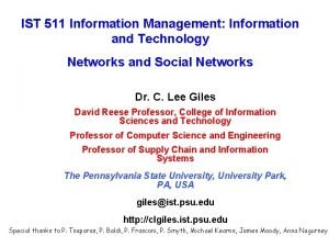 IST 511 Information Management Information and Technology Networks