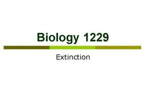Biology 1229 Extinction Extinction p the cessation of