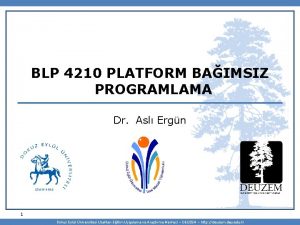 BLP 4210 PLATFORM BAIMSIZ PROGRAMLAMA Dr Asl Ergn