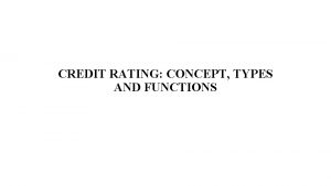 Credit rating Credit rating