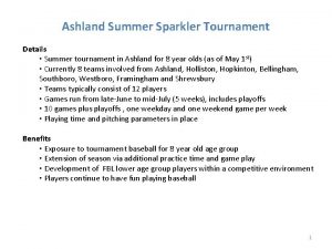 Ashland Summer Sparkler Tournament Details Summer tournament in