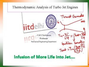 Thermodynamic Analysis of Turbo Jet Engines P M