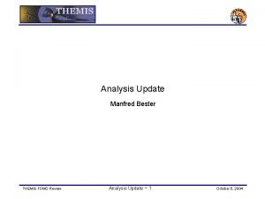 Analysis Update Manfred Bester THEMIS FDMO Review Analysis