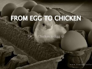 FROM EGG TO CHICKEN Or Chicken to Egg