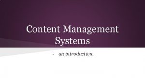 Introduction to content management