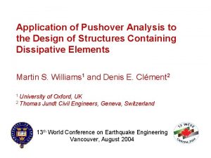 Application of Pushover Analysis to the Design of