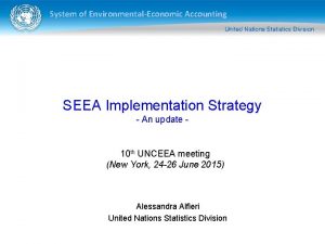 System of EnvironmentalEconomic Accounting SEEA Implementation Strategy An