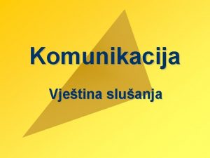 Komunikacija Vjetina sluanja Vanost komunikacije za meuljudske odnose