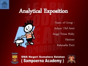 Relational process in analytical exposition Relational process in analytical exposition