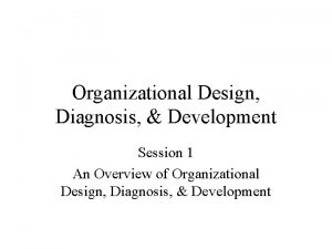 Organizational Design Diagnosis Development Session 1 An Overview