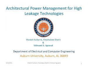 Architectural Power Management for High Leakage Technologies Manish