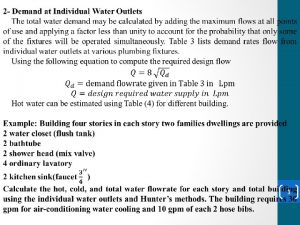 1 Solution Individual Water Outlets Fixture type Quantity