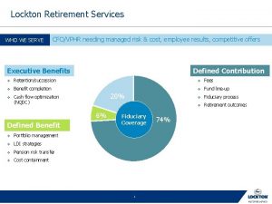 Lockton Retirement Services WHO WE SERVE CFOVPHR needing