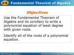 Fundamental theorem of algebra example