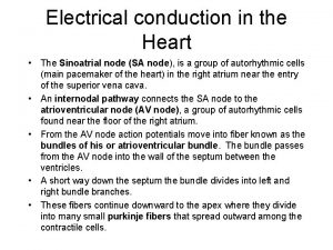 Electrical conduction in the Heart The Sinoatrial node