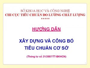 S KHOA HC V CNG NGH CHI CC