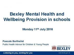 Bexley Mental Health and Wellbeing Provision in schools