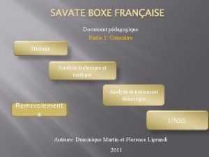 SAVATE BOXE FRANAISE Document pdagogique Document pdagogiq Partie