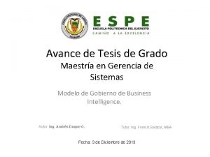 Avance de Tesis de Grado Maestra en Gerencia