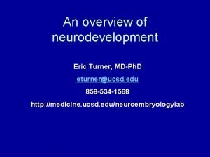 An overview of neurodevelopment Eric Turner MDPh D