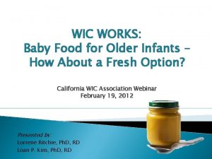 WIC WORKS Baby Food for Older Infants How