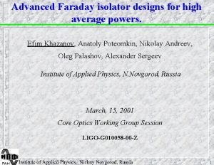 Advanced Faraday isolator designs for high average powers