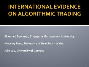 Algorithmic trading singapore