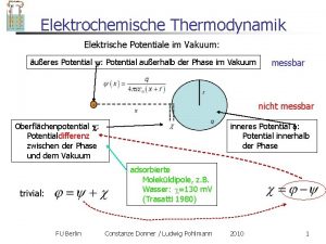 Elektrochemische Thermodynamik Elektrische Potentiale im Vakuum ueres Potential