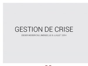 Gestion de crise