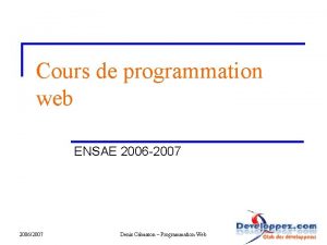 Cours de programmation web ENSAE 2006 2007 20062007