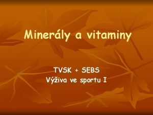 Minerly a vitaminy TVSK SEBS Viva ve sportu