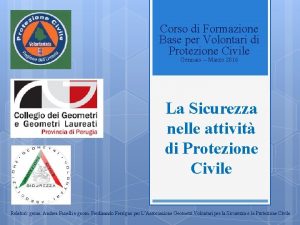 Corso di Formazione Base per Volontari di Protezione