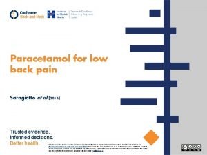 Paracetamol for low back pain Saragiotto et al