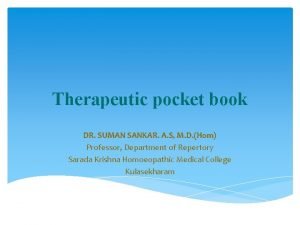 Therapeutic pocket book DR SUMAN SANKAR A S