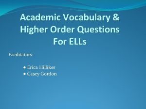 Higher order thinking questions for vocabulary