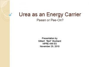 Urea as an Energy Carrier Paean or PeeOn