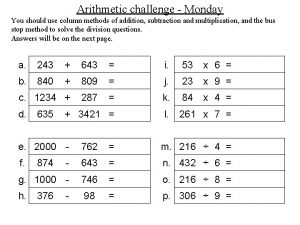 Arithmetic challenge