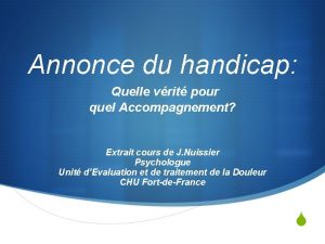 Annonce du handicap Quelle vrit pour quel Accompagnement