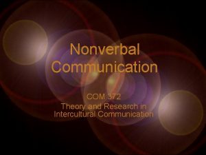 Nonverbal Communication COM 372 Theory and Research in